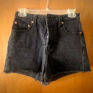 Levi's Black Ribcage Denim Shorts